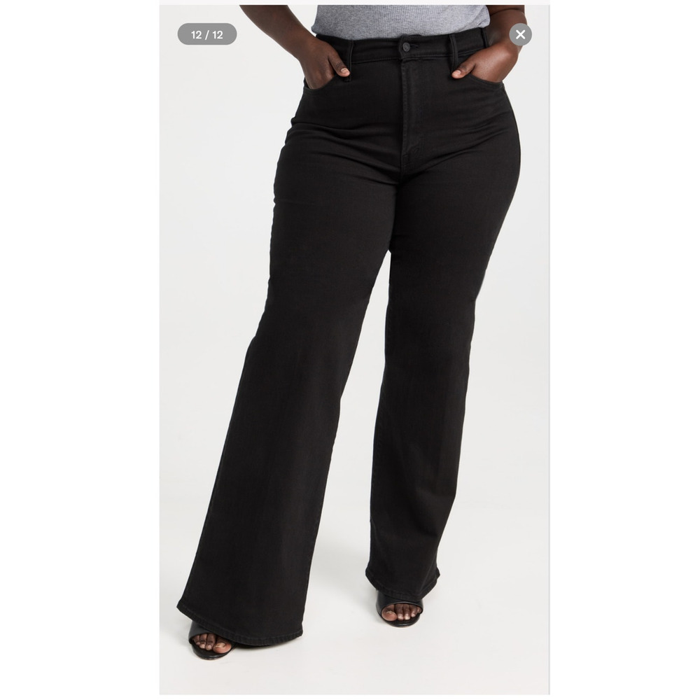 MOTHER Jet Black Wide Leg Jeans